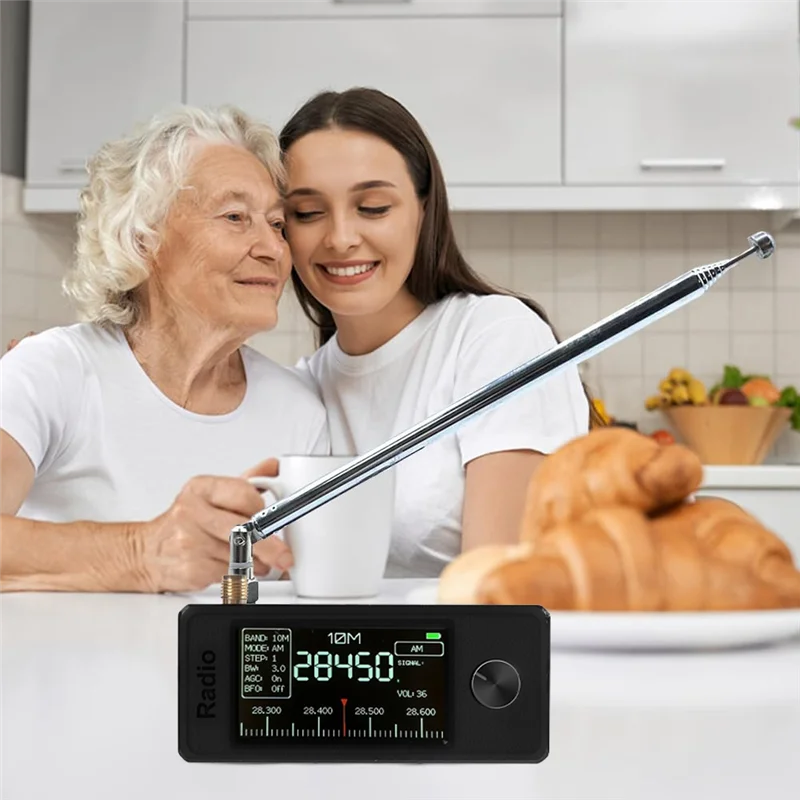 ABAC-Full Band Portable Mini Radio Supports LSB/USB/AM/FM 0.5-108Mhz /SW/MW/VHF With Integrated Antenna Signal Receiver Black view 3
