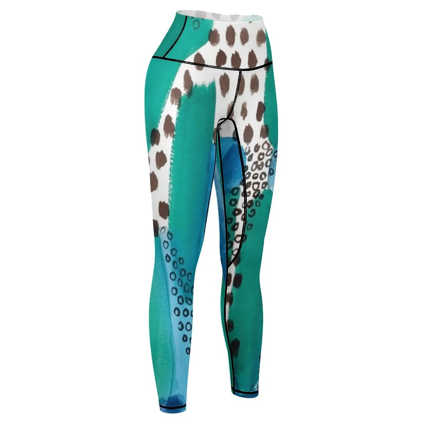 Abstract Watercolor Brushstrokes in Blue Green Leggings Women's pants Tight fitting woman Womens Leggings