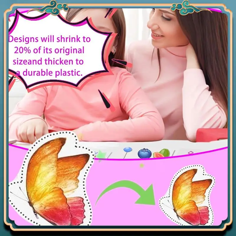 (Nuevo)-160 Uds. Kit de hojas de plástico retráctil, hojas de papel retráctil de 7,9X5,7 pulgadas y llaveros, accesorios para manualidades DIY para niños