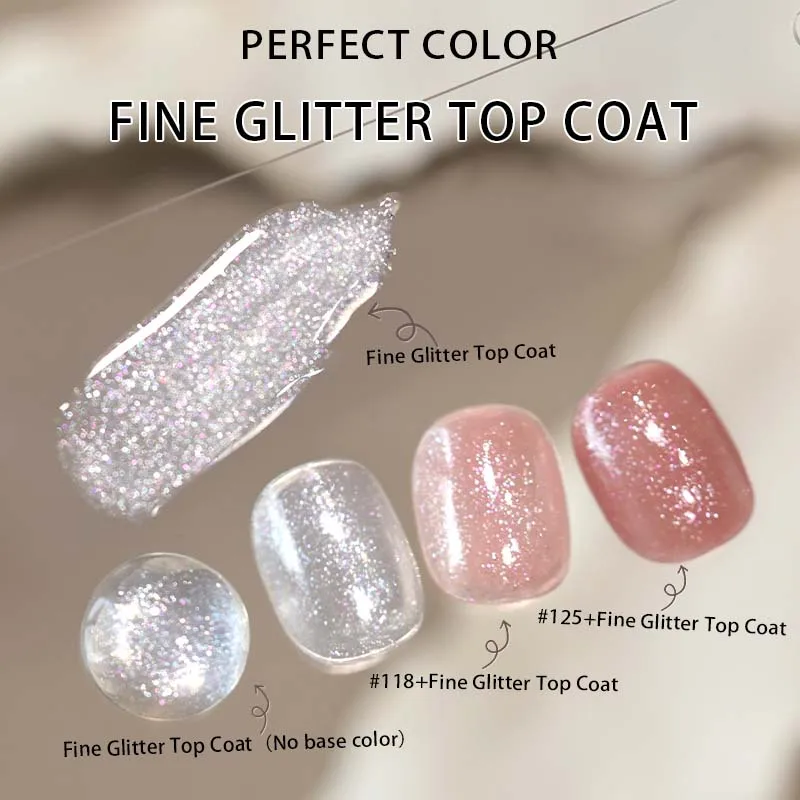 PERFECT COLOR Glitter Top Coat Builder Gel For Nails Rubber Base Gel Polish Gel Glitter Nail Polish 12 Colors