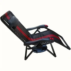 1pc Durable Folding Chair Side Table Attachment, Plastic Beverage and Snack Storage Tray, No Electricity Needed, Black