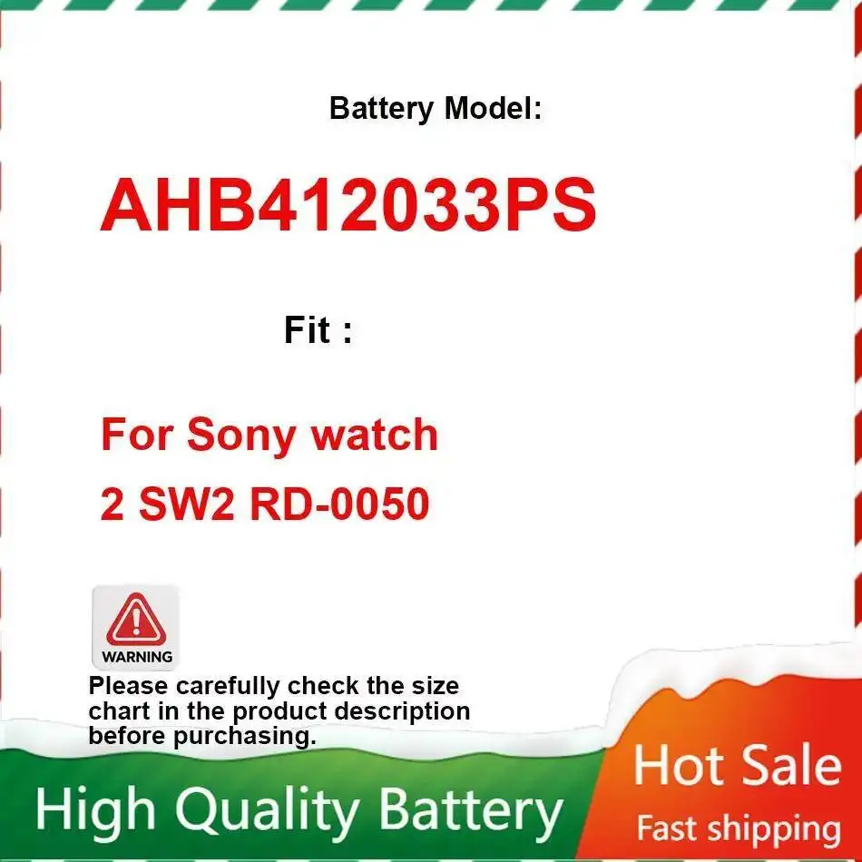 أه بي 412033 بطارية PS لساعة سوني الذكية 2، SW2، RD-0050، ضمان بطاريات 125 مللي أمبير + رمز المسار