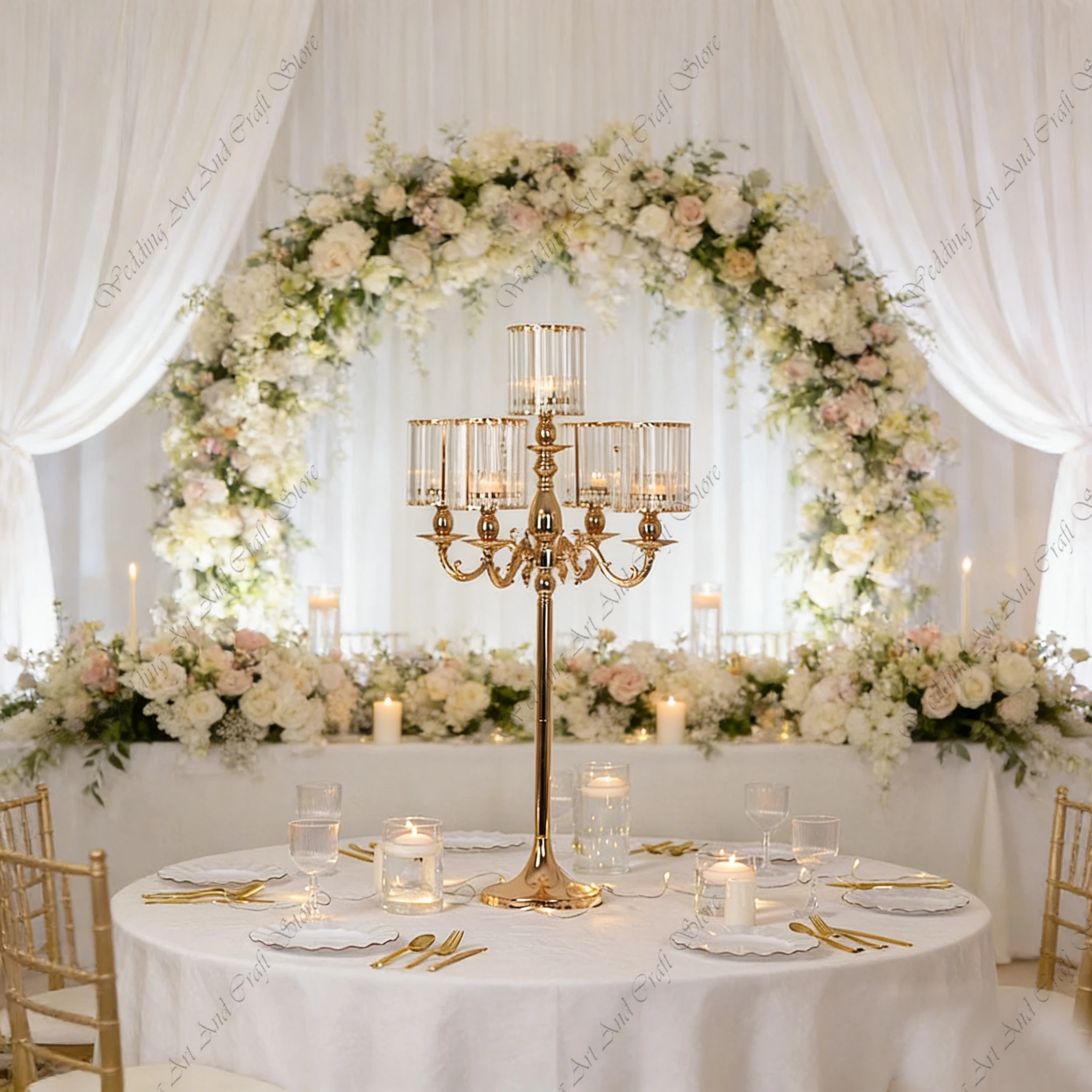 

10pcs f30 100-150cm 5 Heads Candlestick Modern Wedding Centerpiece Metal Crystal Candle Stand Backdrops for Wedding ivy788