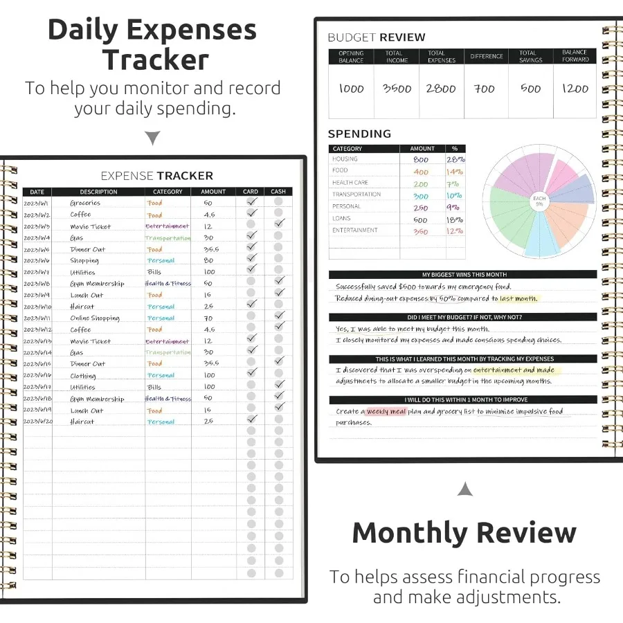 Планировщик бюджета для ежемесячного финансового управления со отслеживанием расходов Органайзер для банкнот без даты и блокнот для планирования финансов для
