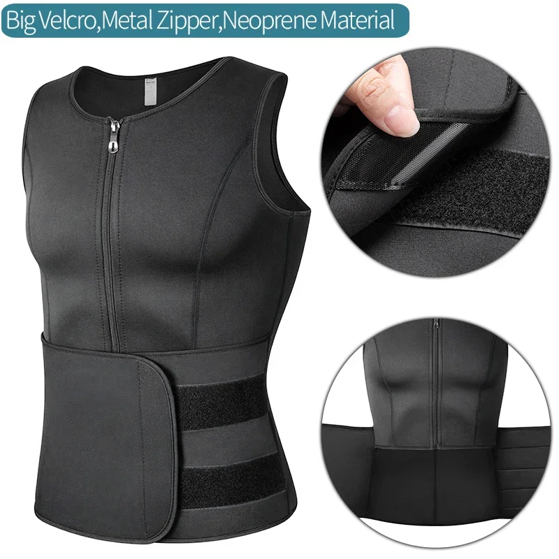 Qtree Mens Body Shaper Waist Trainer Sauna Suits Sweat Vest Slimming Weight Loss Fitness Tummy Control Fat Burner Workout Corset