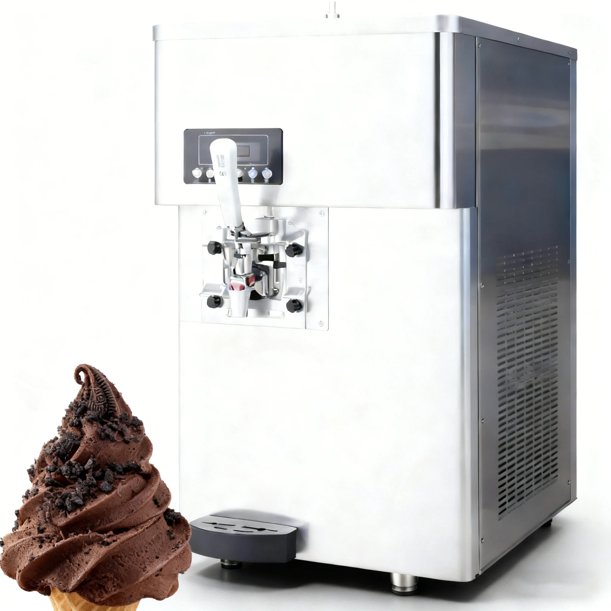 Commercial Fully Automatic Stainless Steel Milk-Based Soft Ice Cream Machine Single Flavor Small Ice Cream Machine Factory Sales