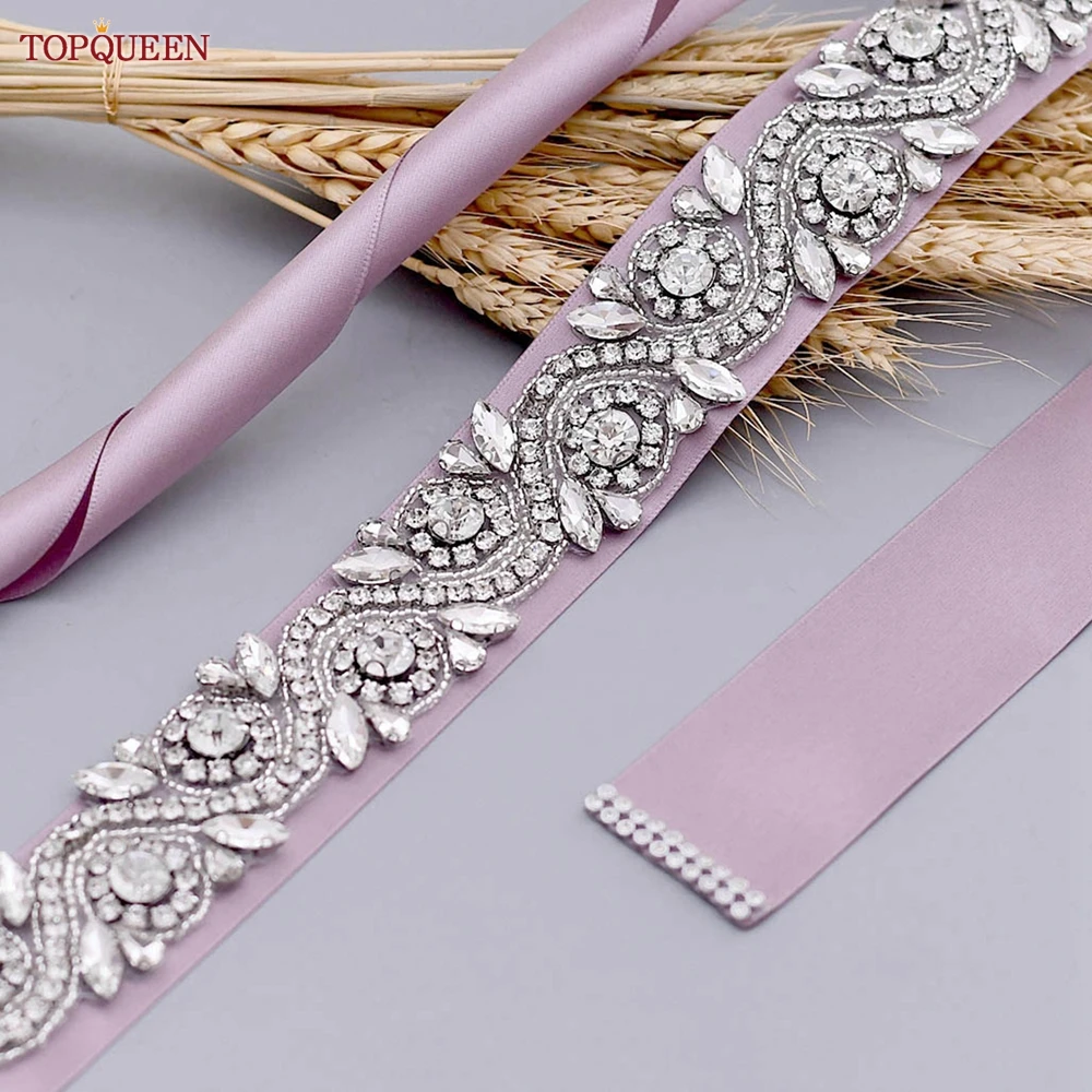 TOPQUEEN S164 Sparkly Rhinestone Belt Women\'S Jewel Appliques For Dresses Luxury Evening Sash  Bridal Wedding Dress Accessories