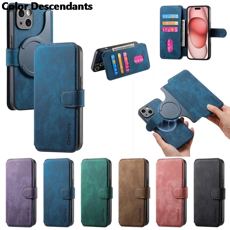 Removable Phone Case For Xiaomi Poco X6 Pro X5 X3 M6 M5S M4 M3 F6 F5 C31 Leather With Magsafe Wallet Cover For Xiaomi Civi 3 2