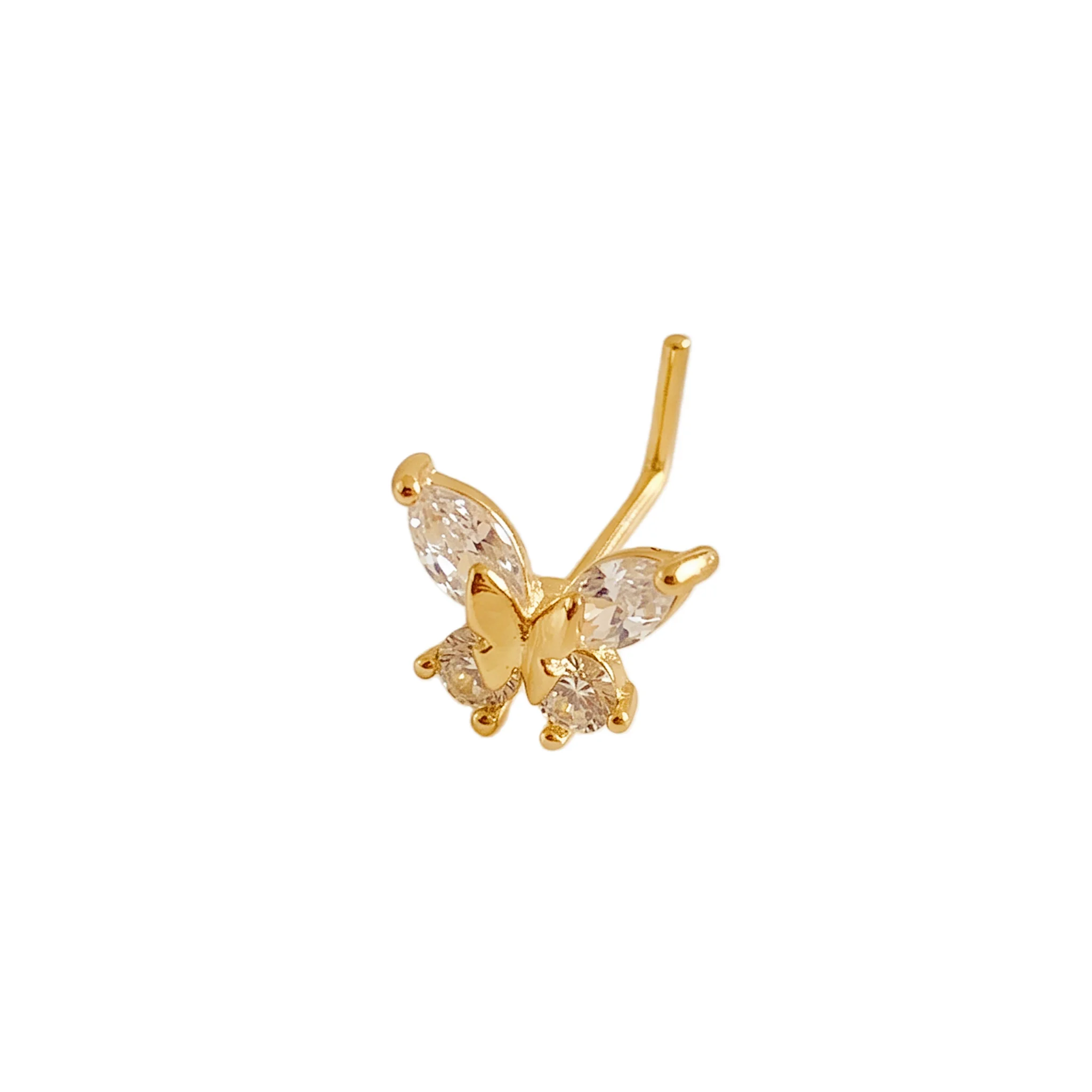 1 Pack Y2K Punk Butterfly Nose Stud L-Shaped Nose Ring for Women Daily Party Wear