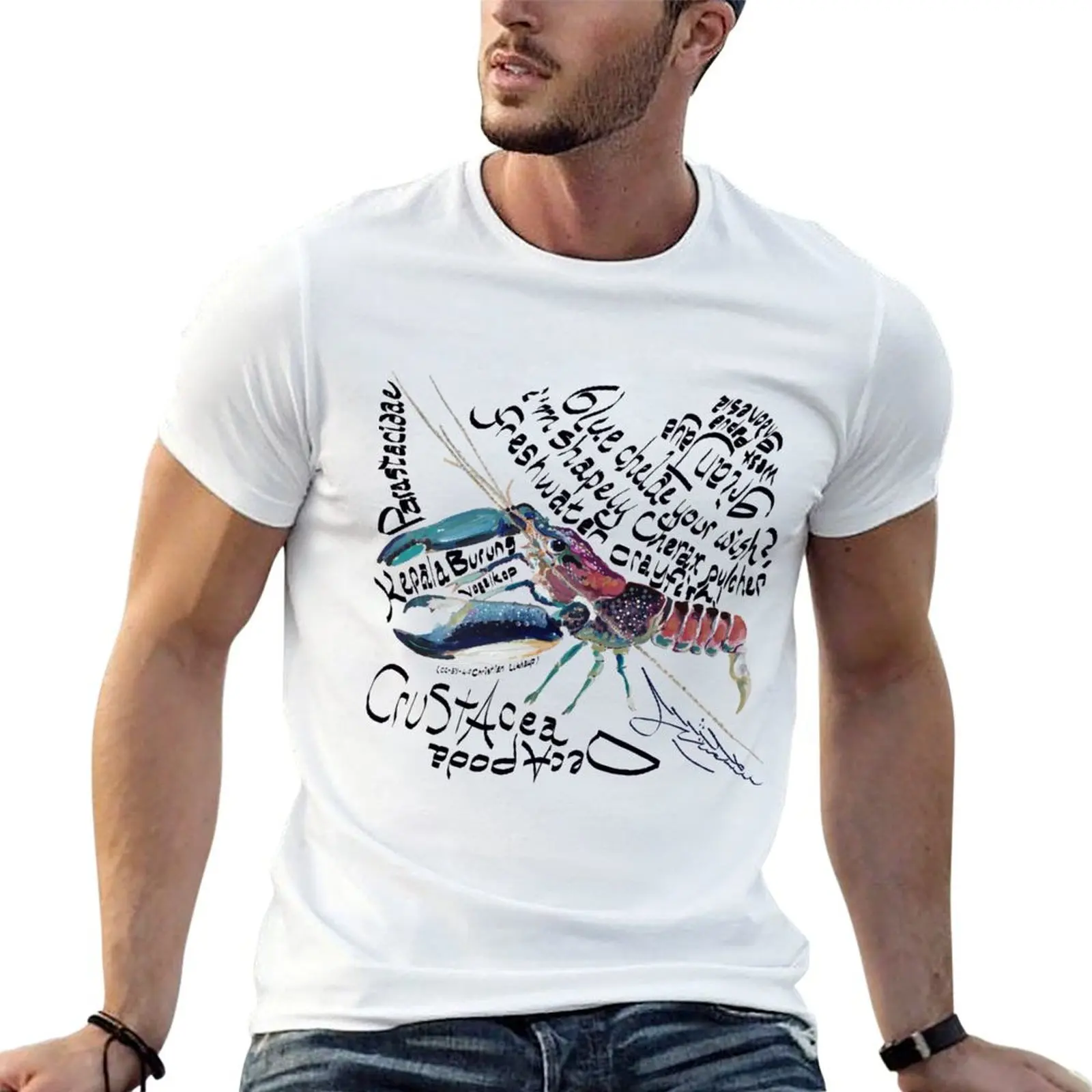 Camiseta Cherax pulcher, camiseta de langostinos de agua dulce para hombre, camisetas 100% de algodón, camiseta de diseñador