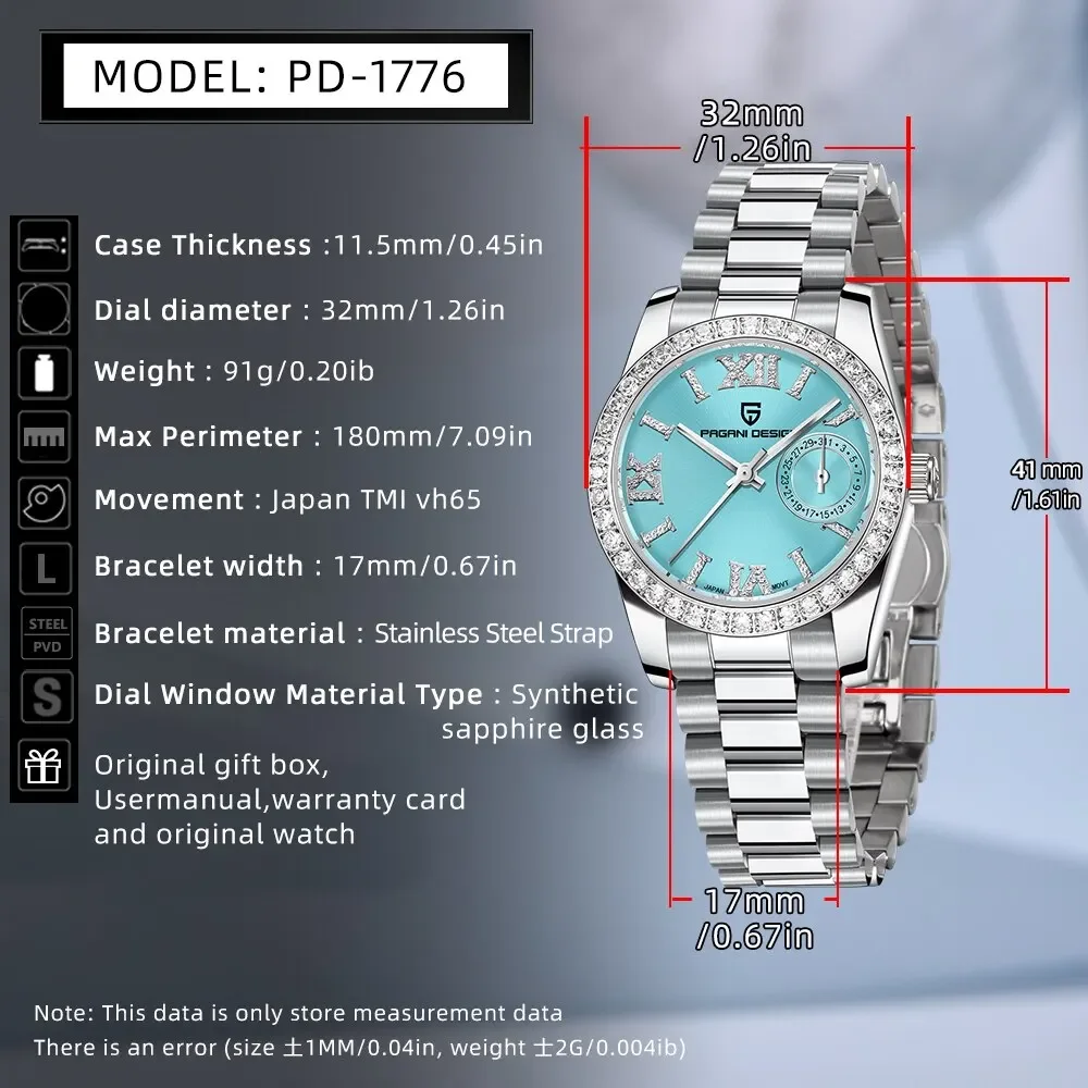 PAGANI DESIGN 2026 32MM Women's Elegant Luxury Quartz Watch Waterproof Fashion Sapphire Clock for Women view 2