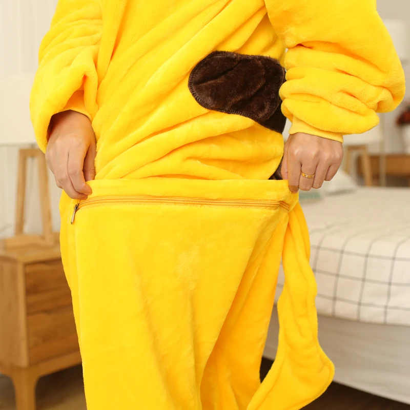 Animal Kigurumi Pikachu Cartoon Onesies Women Men Hooded Pajamas Sleepwear For Adults Halloween Christmas Cosplay Costumes