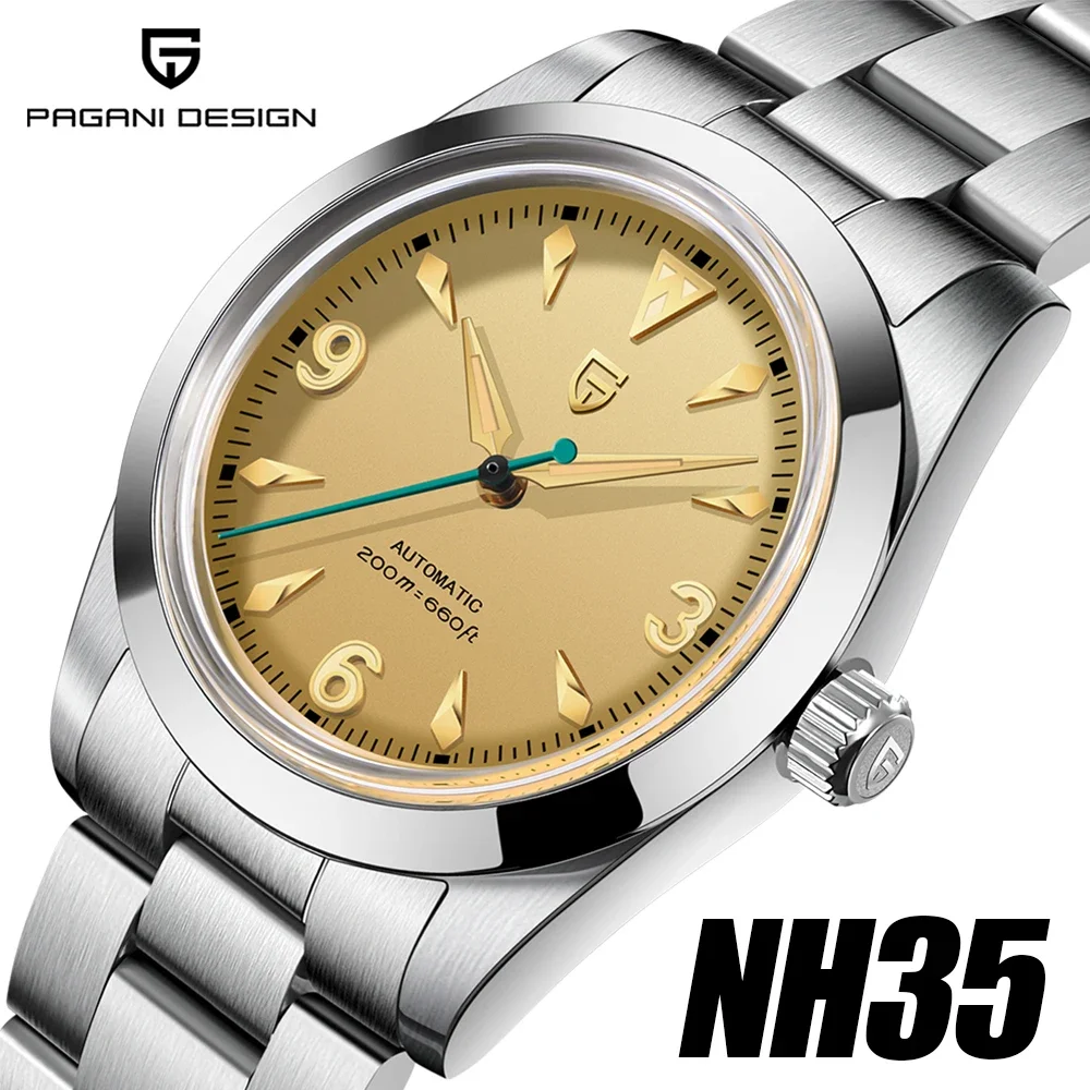 

PAGANI DESIGN 2024, новые роскошные модные мужские автоматические механические часы-авиатор NH35 AR с сапфировым зеркалом, наручные часы reloj hombre
