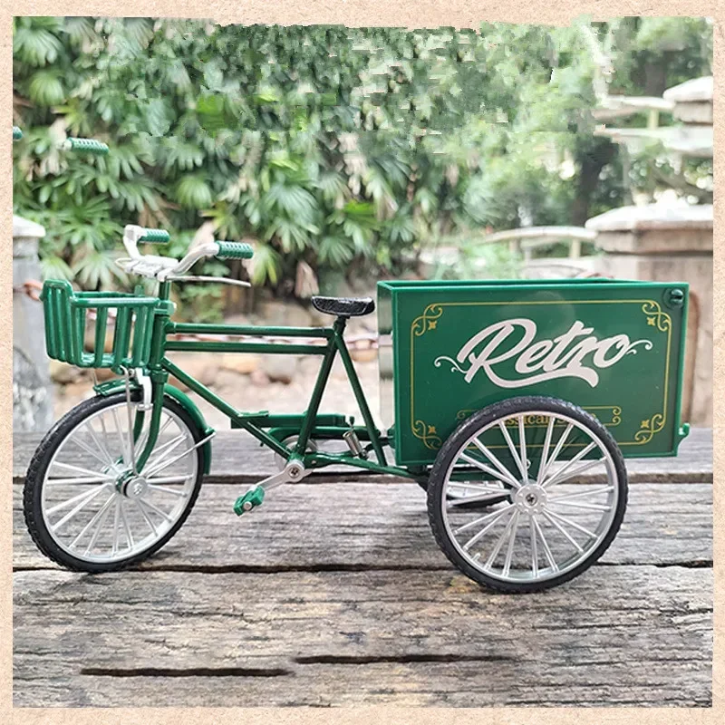 1: 10 Legering Vintage Driewieler Modellen, Nostalgisch Transport Fiets Speelgoed, Verzamelbare Speelgoed Ornamenten, Groothandel