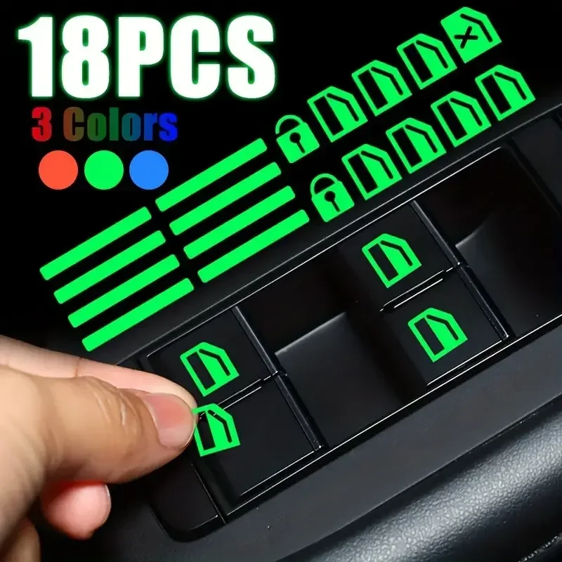 

NEW Car Window Lifter Stickers Car Night Glowing Interior Button Sticker Decals Car Lifter Switch Night Fluorescent Decoration
