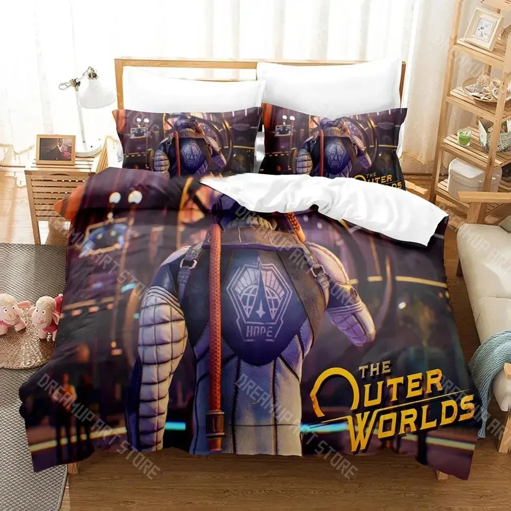 3D Printed Outer Worlds Bedding Set for Boys Girls Duvet Cover And Pillowcase Included Twin Queen King Full Single Double Sizes