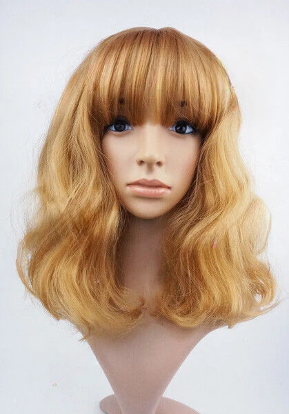 Ginger Mid Length Wavy Straight Fringe Sythetic Wig