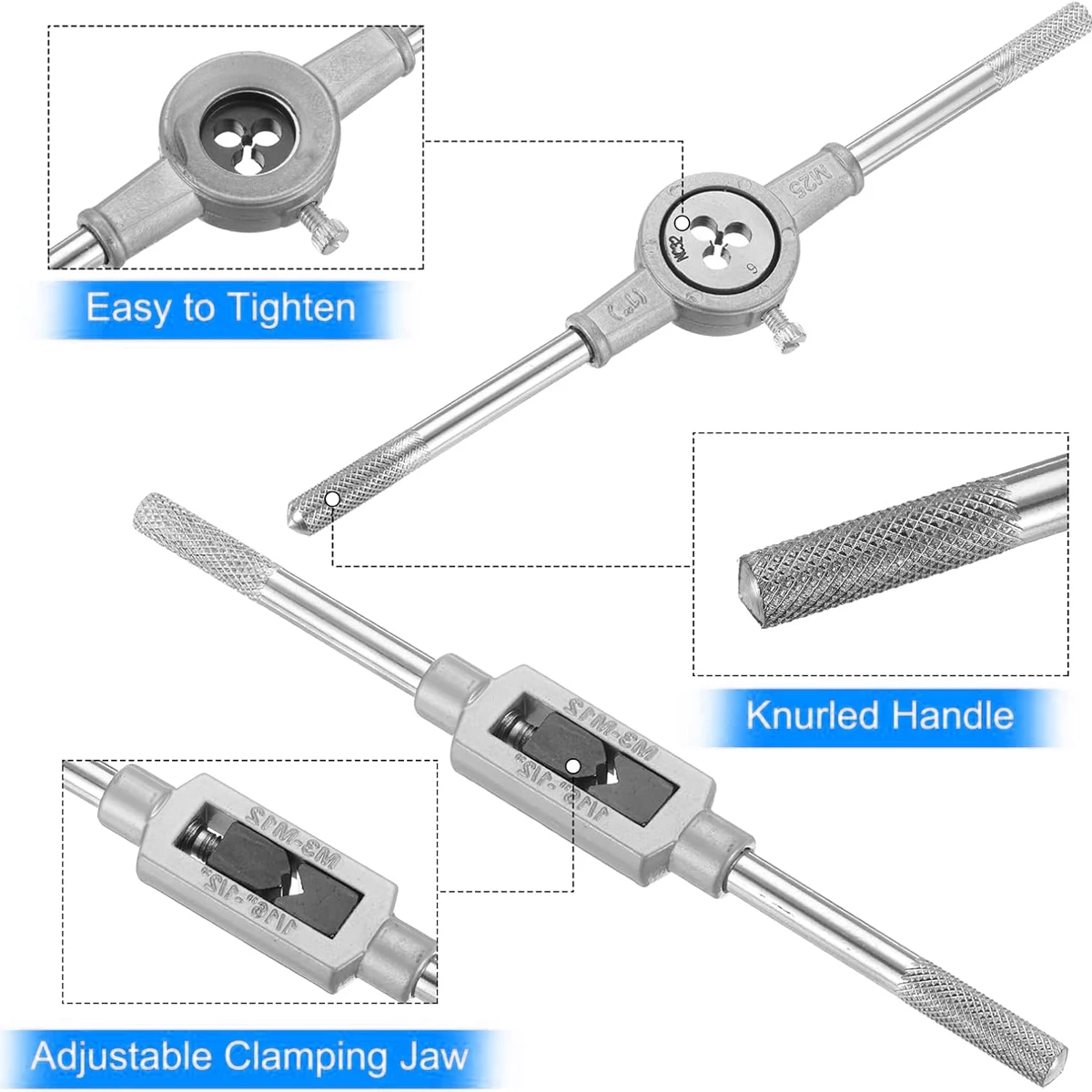 40Pcs Multi Size Portable Home Taps Slabs Tool Case Hardware Tool Universal Combination Alloy Steel for DIY Projects