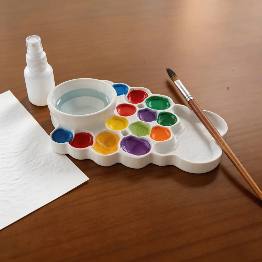 Paleta de pintura acrílica acuarela con rejillas para mezclar colores
