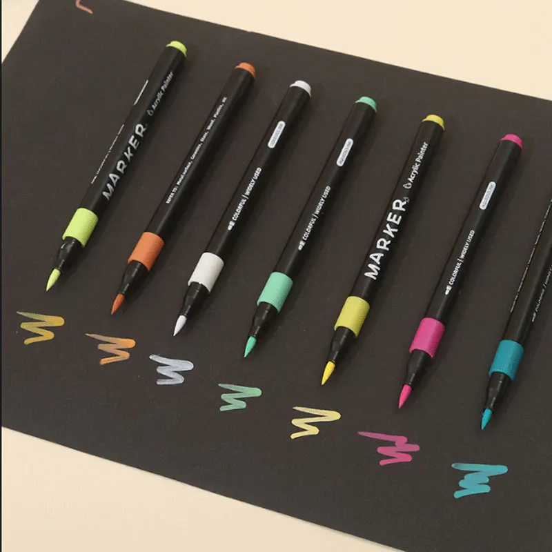 80/12 لون الاكريليك مجموعة أقلام خطاط (ماركر) سريعة الجافة ورقة تكويم أقلام للأطفال مانغا الفن اللوحة لوازم المدرسة الملحقات