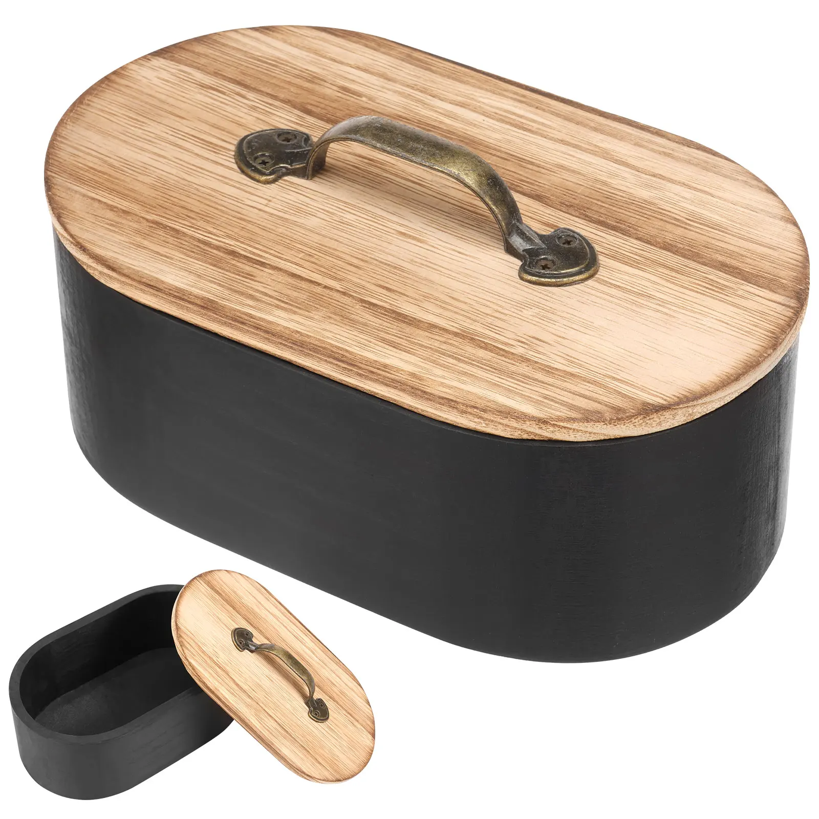 Tamponhalter aus Holz mit Deckel, ovale Badezimmer-Tampon-Aufbewahrungsbox, großes Fassungsvermögen, staubdicht, Organizer für feminines Produkt