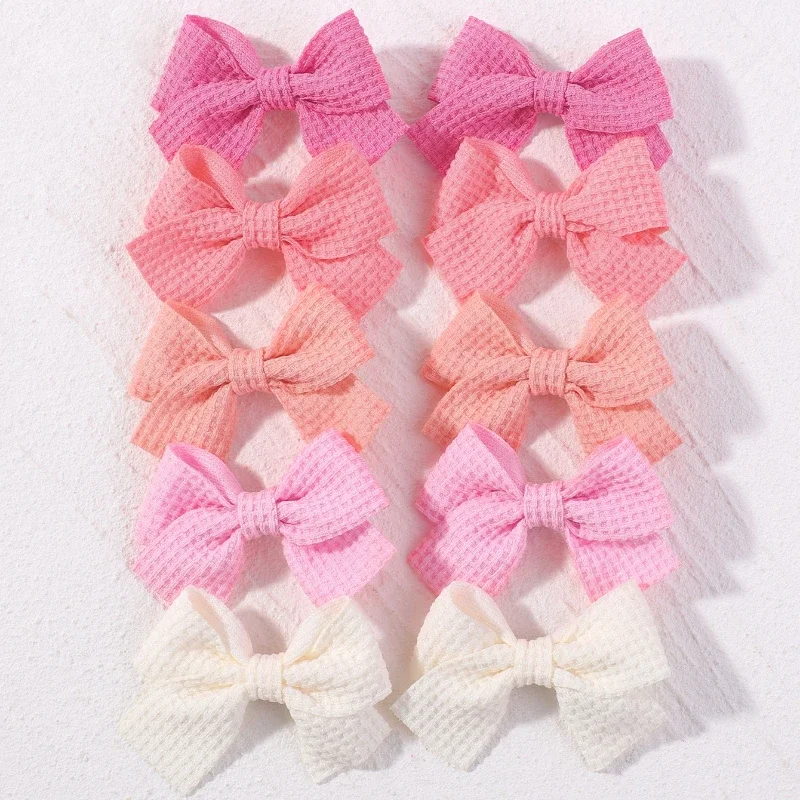 10 unids/set de horquilla con lazo de algodón suave y dulce para niña, horquilla con bloque de Color, pasadores delicados, accesorios Kawaii para niños
