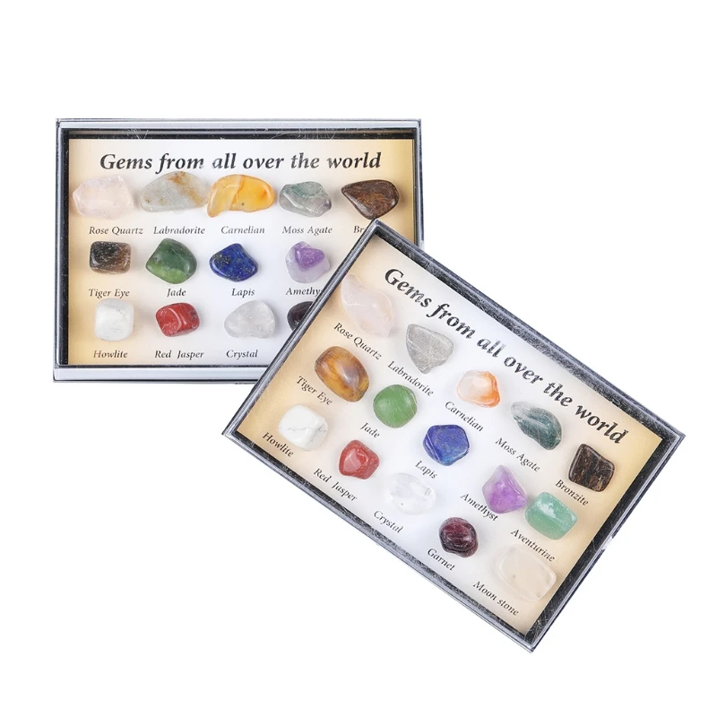 Mixed Crystal Natural Stone Mineral Ore Specimens Rock Collection with Box Decoration,Earth Science Toy