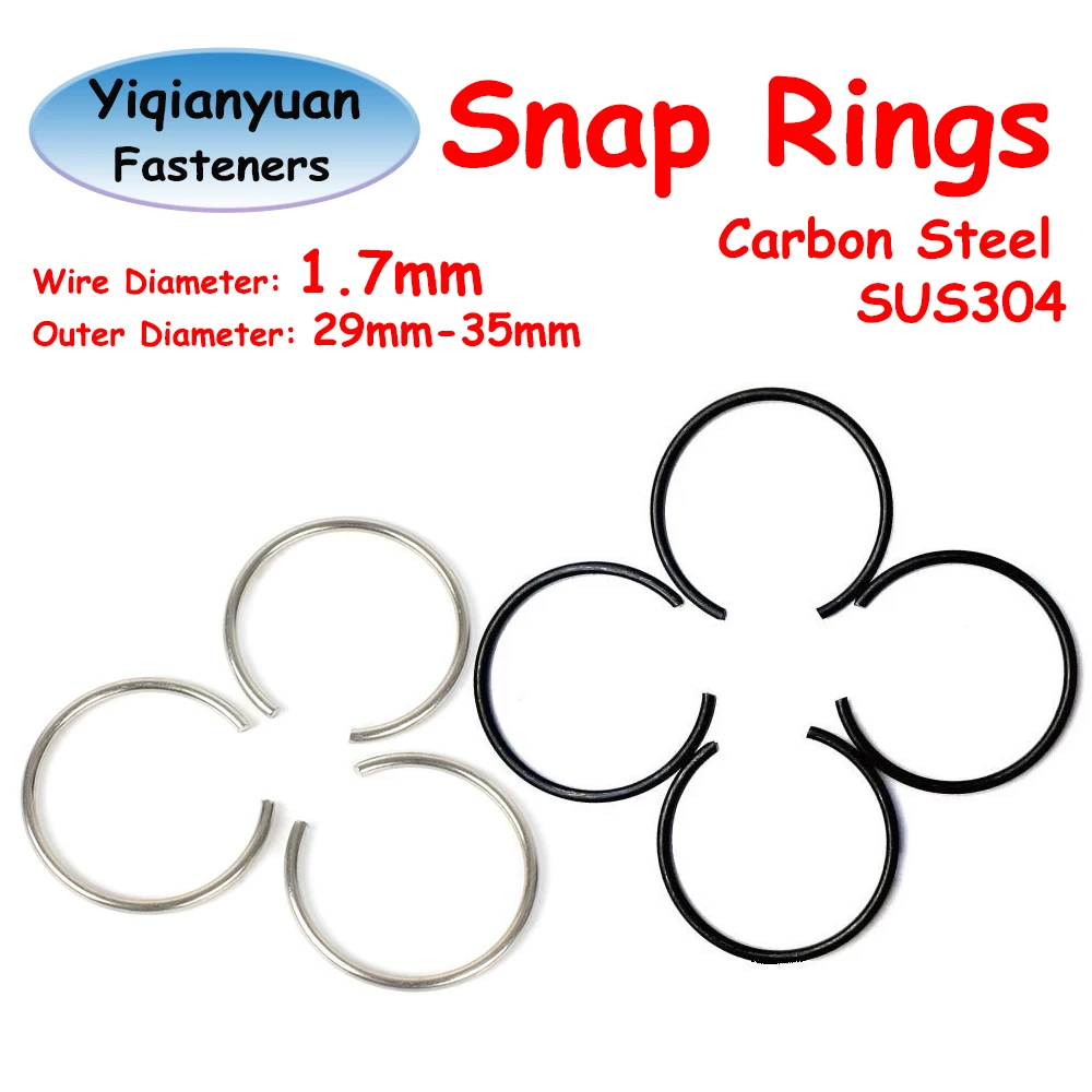 

Yiqianyuan 1.7mm SUS304 Stainless Steel / Spring Steel Round Wire Snap Rings for Hole Retainer Circlips for Shaft