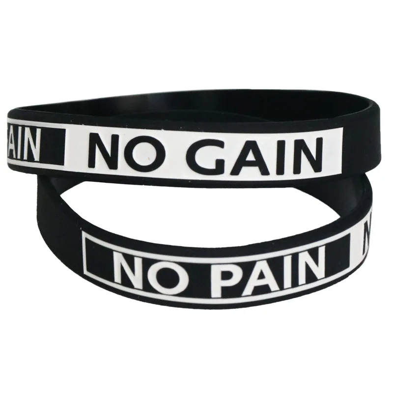 1PC Hot Sale Fashion  Silicone Wristband NO PAIN NO GAIN Motivation Silicone Bracelets& Bangles Adult Size SH082