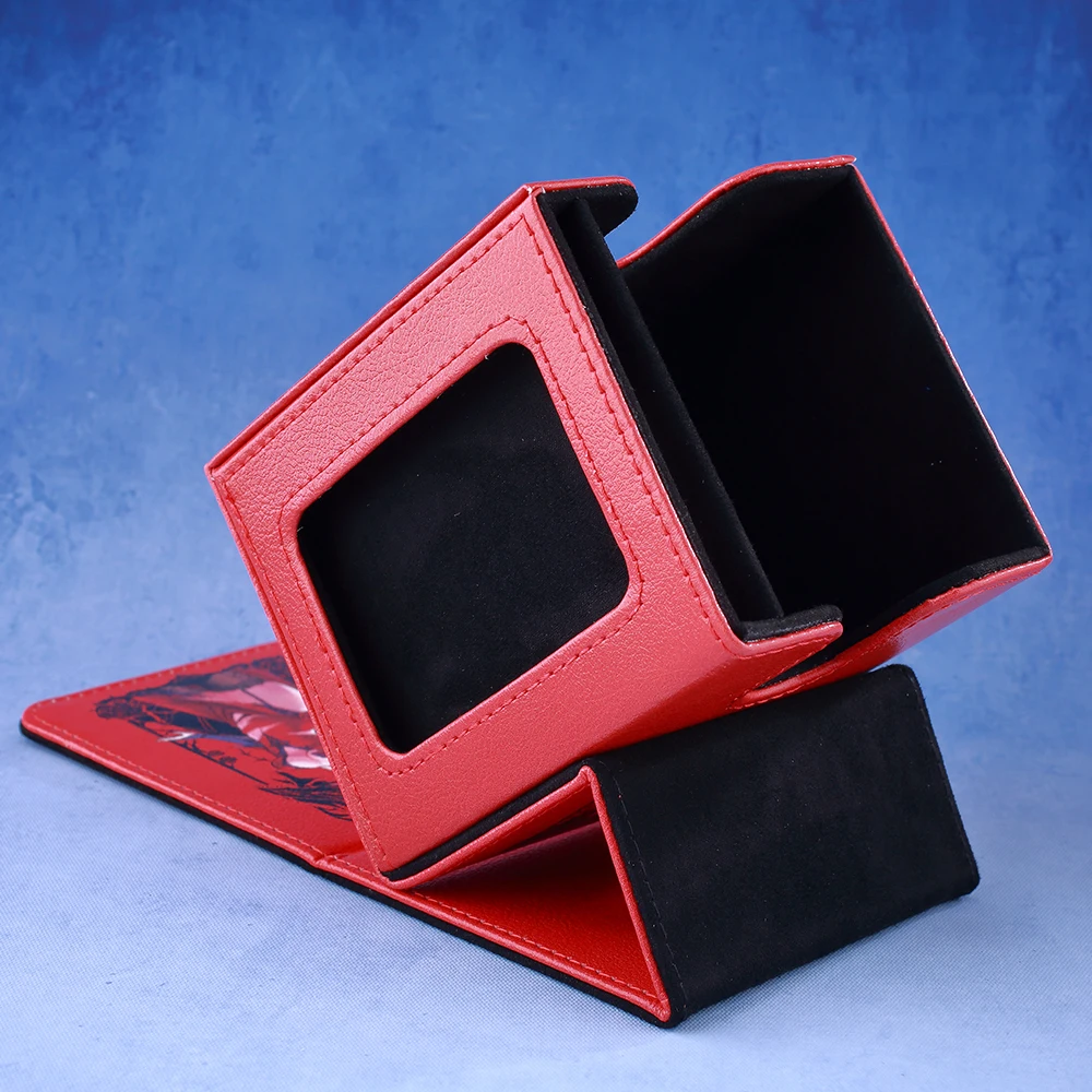 Zwarte rozendraak ​ Trading Card Storage Deck Box met etalage, biedt plaats aan 120+ kaarten, magnetisch PU voor YGO, PTCG, TCGMTG ​