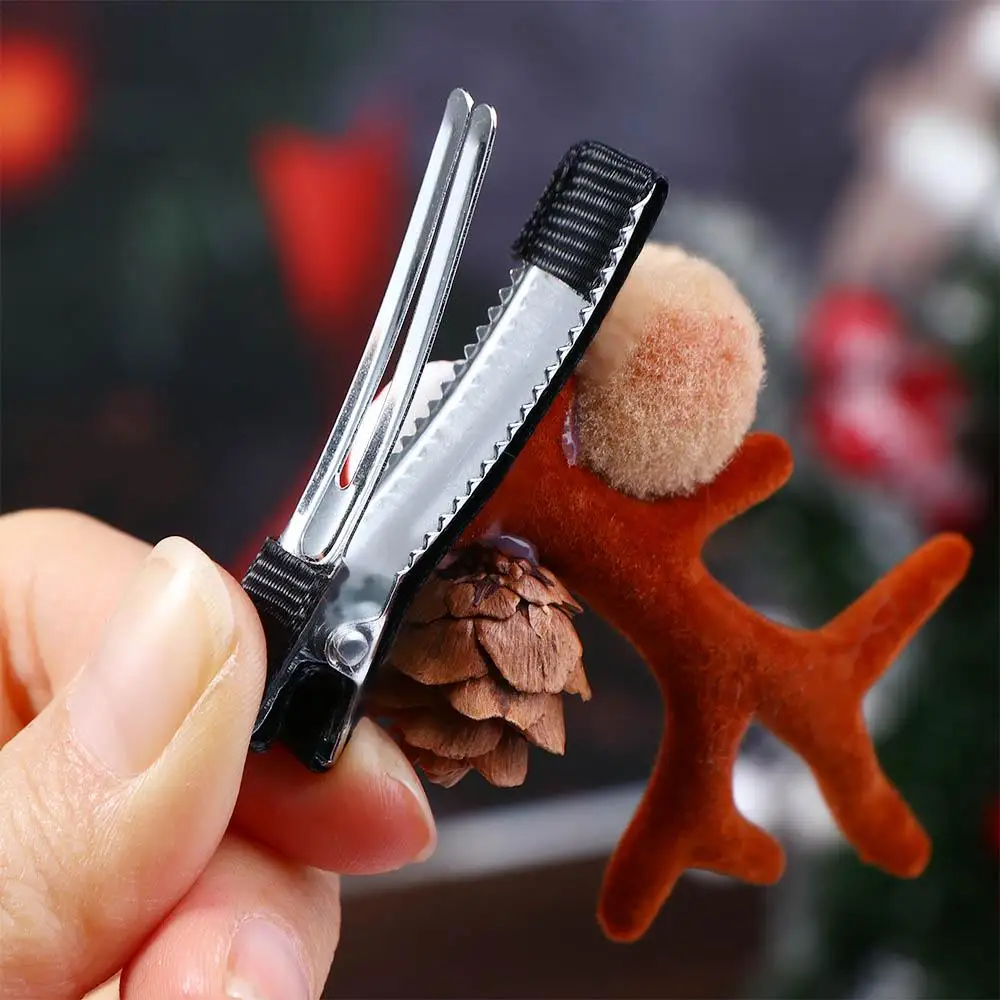 Fashion Cute Antler Hairpin Snowman Santa Claus Retro Hair Claw Merry Christmas Headdress Xmas Ornaments Kids Gifts