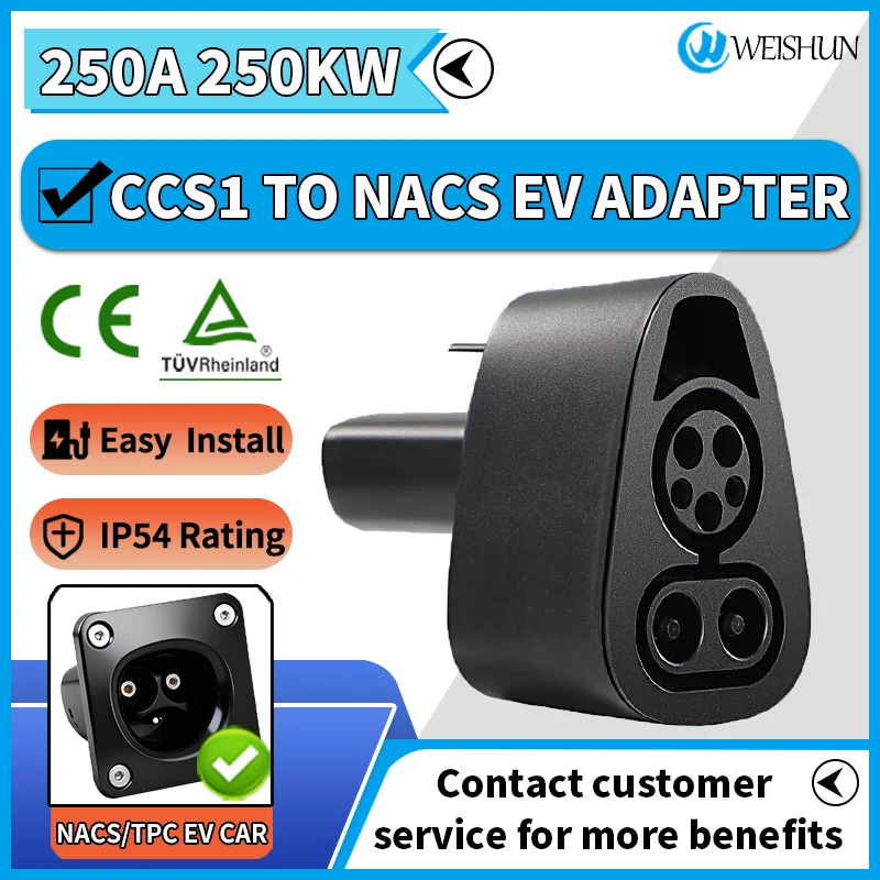 CCS1 테슬라 EV 충전 어댑터 1000V DC 250kw 모델 3 Y S X 호환, CCS1 충전 어댑터를 사용하는 테슬라용 고속 충전