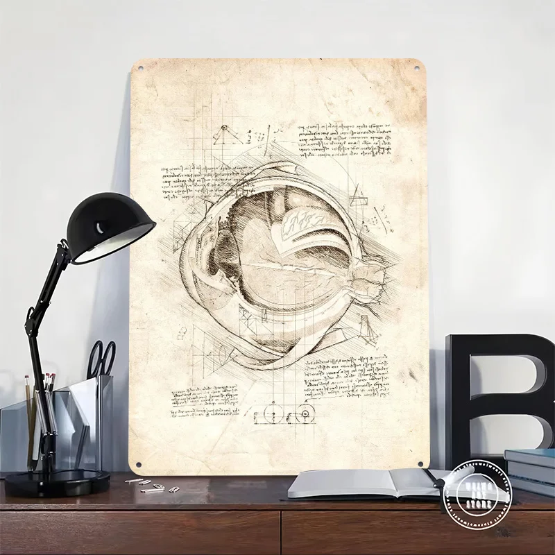 Human Eye Internals Tin Plaque Poster Customized Retro Wall Art Vintage Metal Signs for Room Setup Decorations Desk Decor Home