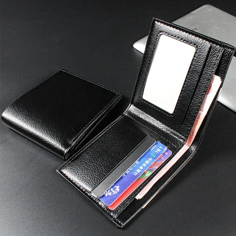 Men's Wallet PU Leather Men Wallets Premium Product Solid Color Wallets Short Black Walet Multifunctional Portefeuille Homme