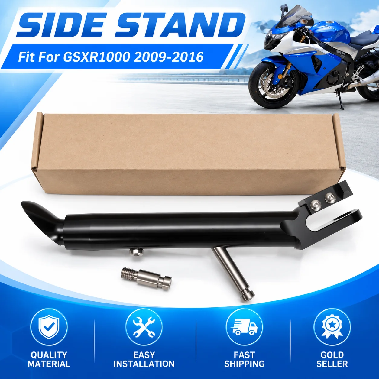 Fit For Suzuki GSXR1000 2009 - 2016 K9 Motorcycle Adjustable Kickstand Foot Side Stand Support Botas