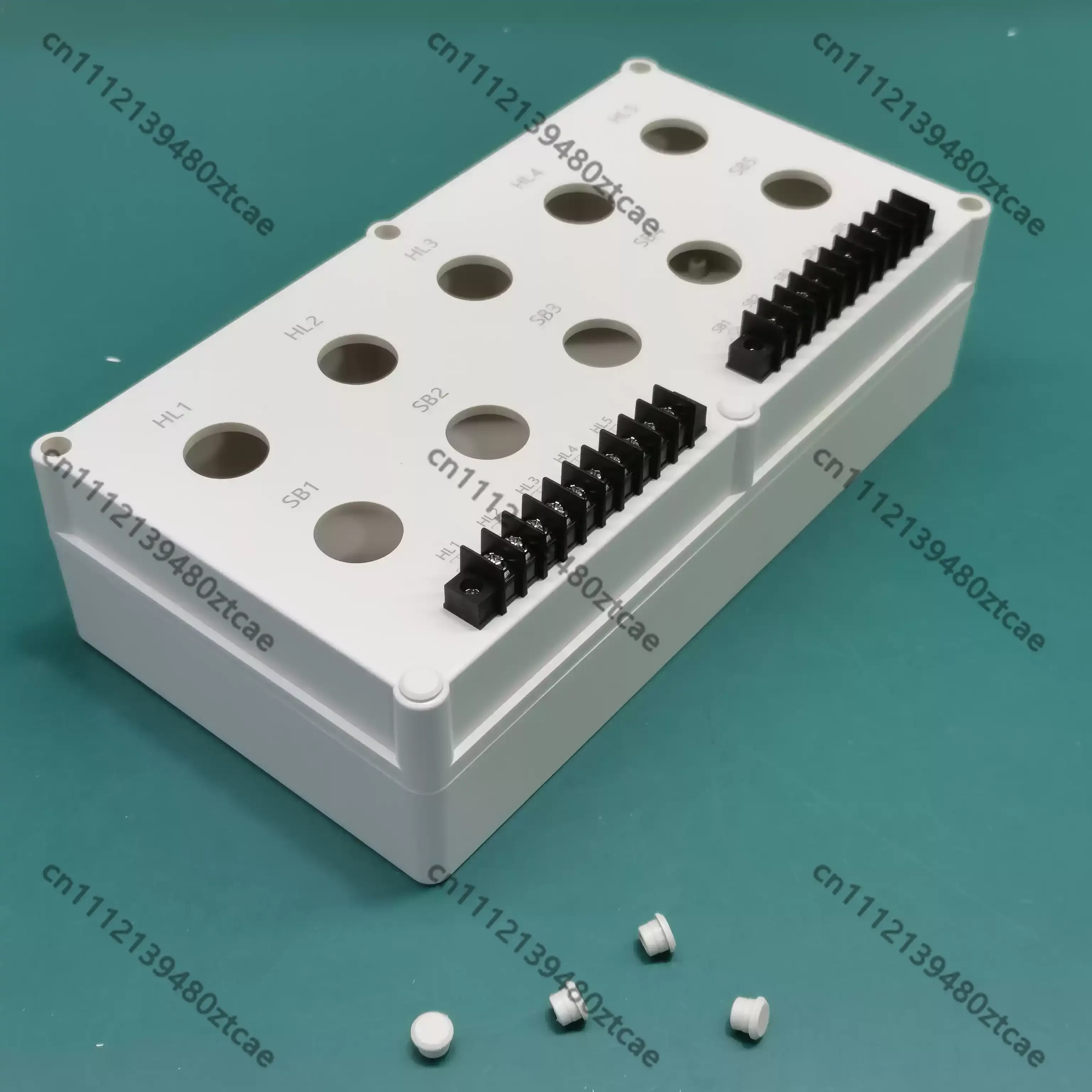 PLC Debugging Push Button Box with Perforated Plate, 10pcs 22mm Mount Holes 20P Terminals, Push Buttons & Indicator Lights