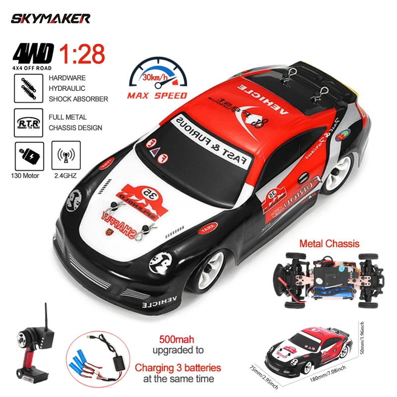 

WLtoys Rc Car K969 1:28 4WD 2.4G Remote Control Alloy Car RC Drift Racing Car High Speed 30Km/H Off-Road Rally Vehicle Toys