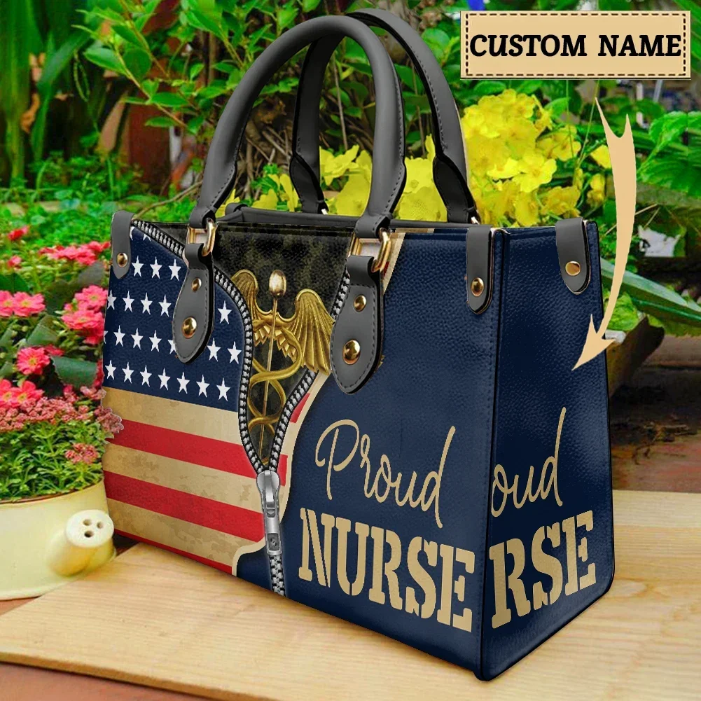 

American Flag Pride Nurse Design Women's Handbag New High Quality Leather Hardware Zipper Crossbody Bags Single Fashion Backpack