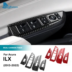 Real Soft Carbon Fiber Sticker for Acura ILX 2013 2014 2015 2016 2017 2018 2019 2020 2021 2022 LHD Car Window Button Panel Trim