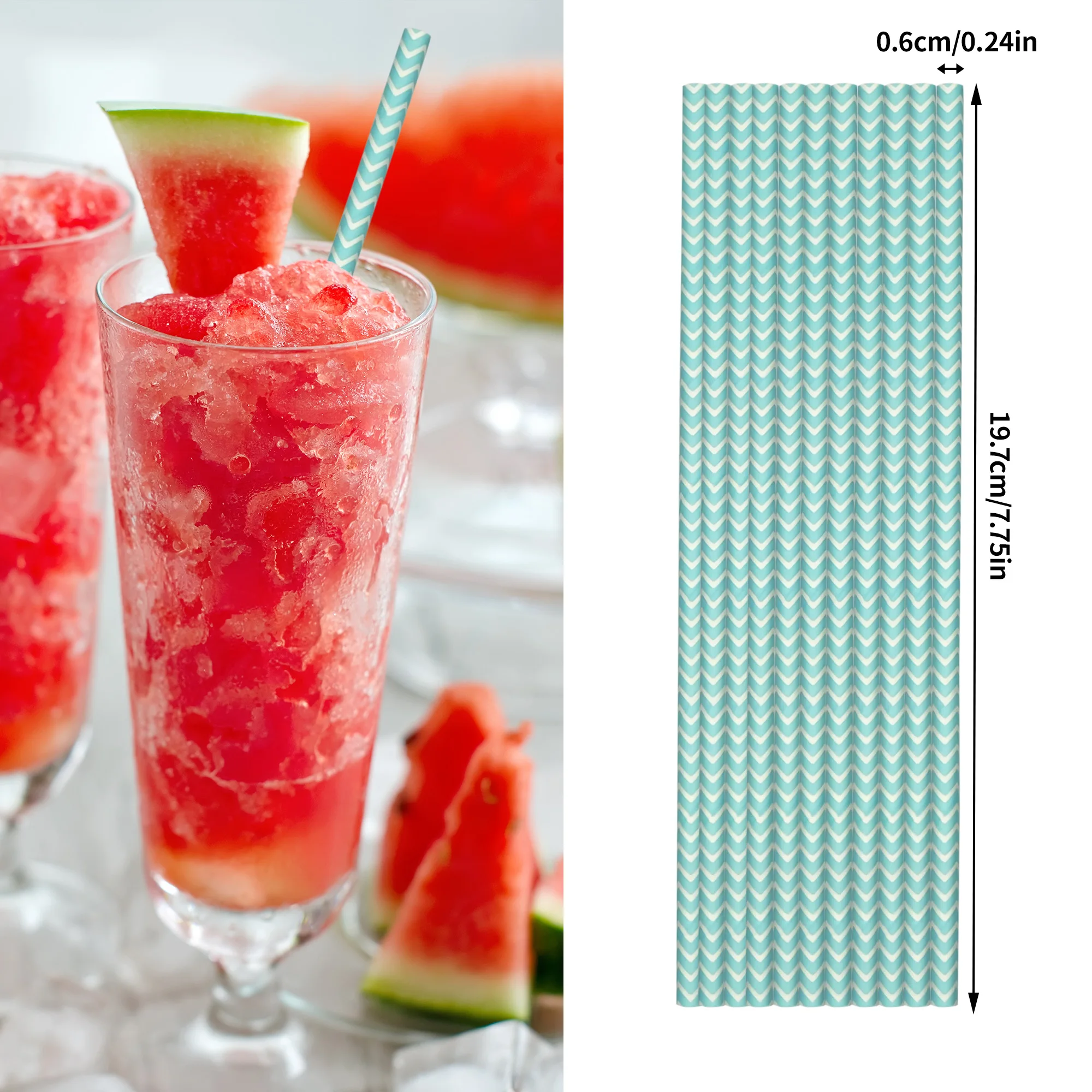 100 disposable paper straw sky bule wave cocktail bubble tea durable biodegradable straws for birthday party supplies bullk  6mm