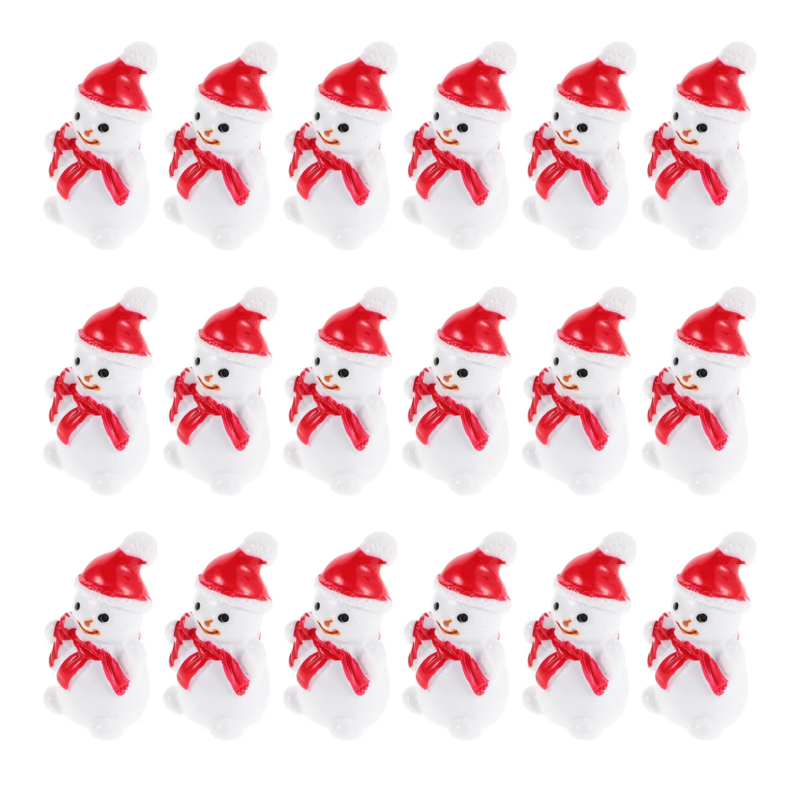 

20Pcs Christmas Resin Mini Snowman Adorable Craft Ornament for Mini Garden Decor DIY Phone Cover Frame Hairpin Decoration