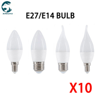 10pcs 2022 NEW Led Light Bulb E14 E27 LED Lamp lndoor Light 3W 6W 9W12W LED Candle Bulb Home Decor Chandelier AC220 Lampada