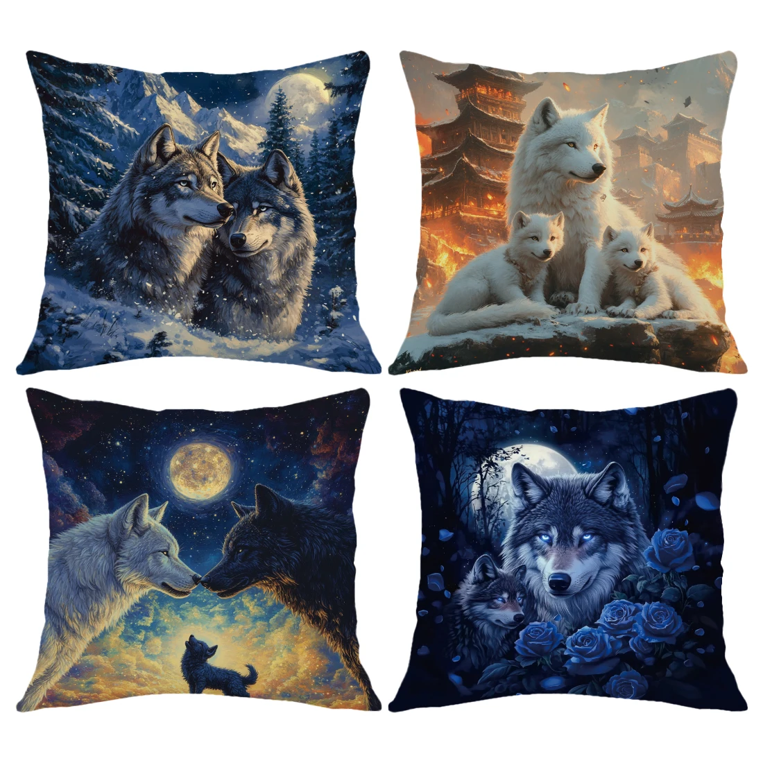 

4/1 шт. наволочка с рисунком волка, 45x45 см, мягкая и удобная, идеально подходит для диванов у гостиной и декора спальни