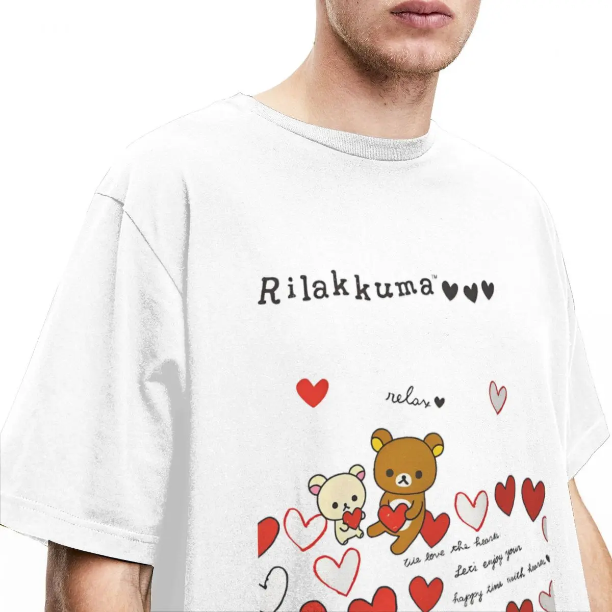 Men Rilakkuma Kawaii Japanese Bear T Shirts 100% Cotton Clothes Awesome Short Sleeve Crewneck Tees Party T-Shirts