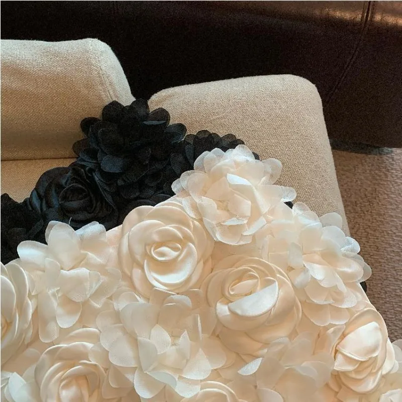 Fashion Three-dimensional Rose Mini Skirt Women Temperament Party Wear Sexy Elegant High Waist A-line Skirts Faldas  Streetwear