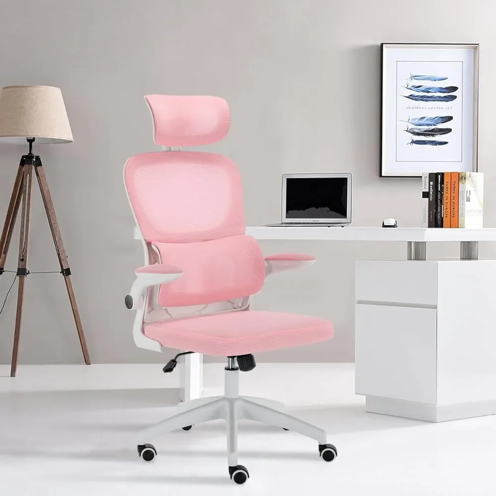 Office Chair, Ergonomic,High Back Breathable Mesh Computer Chair with flip-up Armrests & Cushion for Lumbar Support and Headrest