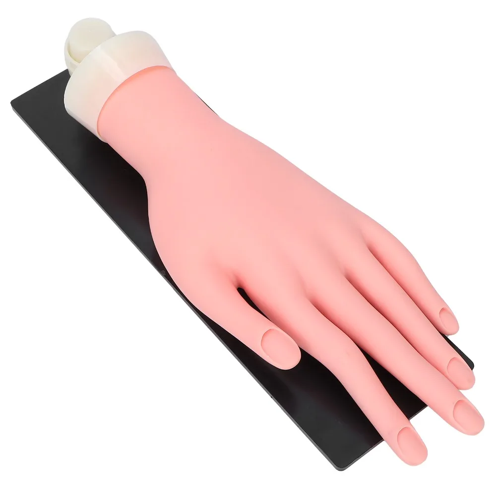 Silicone Nail Art Practice Hand Reusable Bendable Fingers Mannequin Hand For Nails With Fixed Plate Flexible Construction