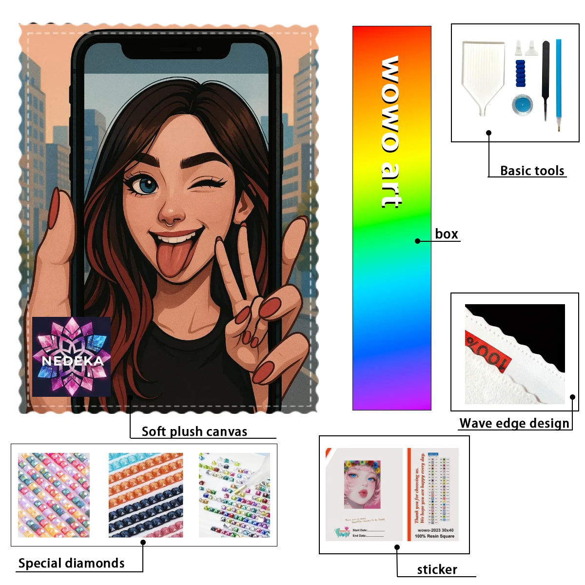 

【NEDEKA_ Diamond Art】Selfie girl Crystal AB Rhinestone FD Rhinestone Perfect Resin Diamond