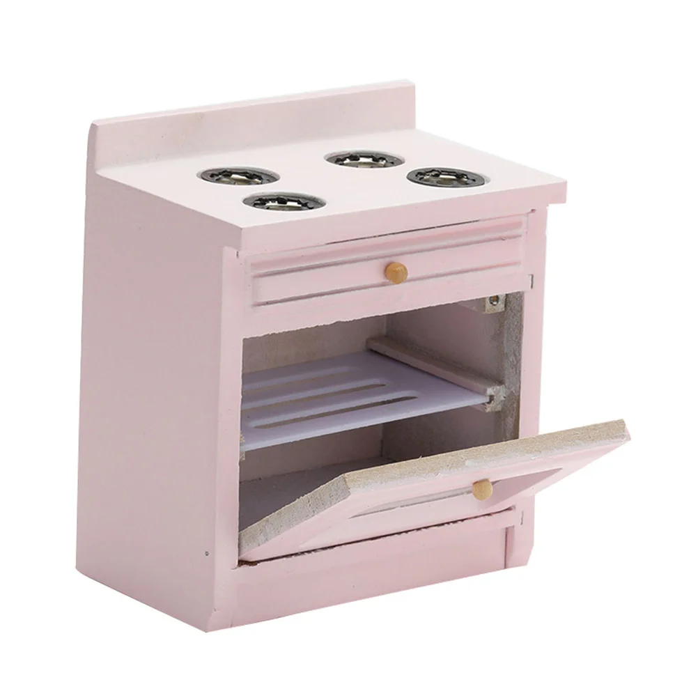 Mini Gas Cooktop Miniature Stove Furniture Model Toys Kitchen Craft Wooden Decor