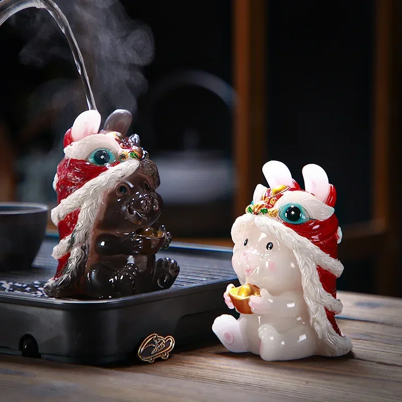 

Color-Changing Resin Tea Pet Lion Tea Tray Decoration Home Art Cartoon Animal Statues Tea Set Accessories